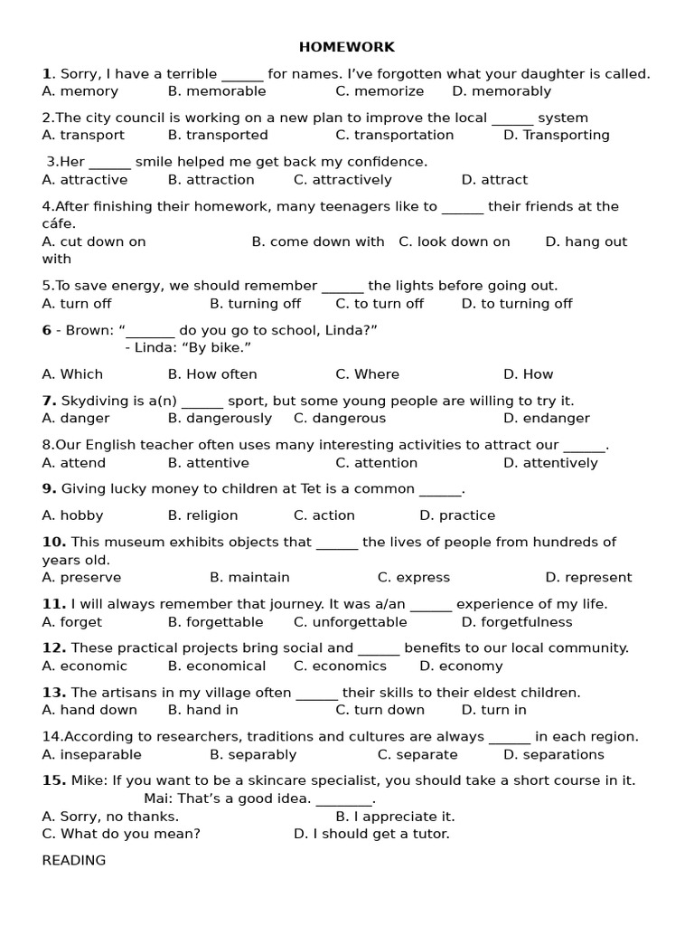Homework - Grade 9 | PDF | Noise | Sound