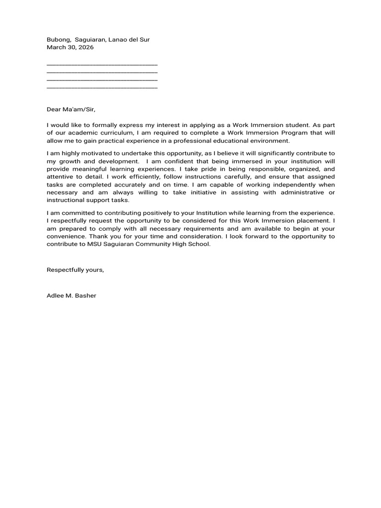 Apleecation Letter | PDF