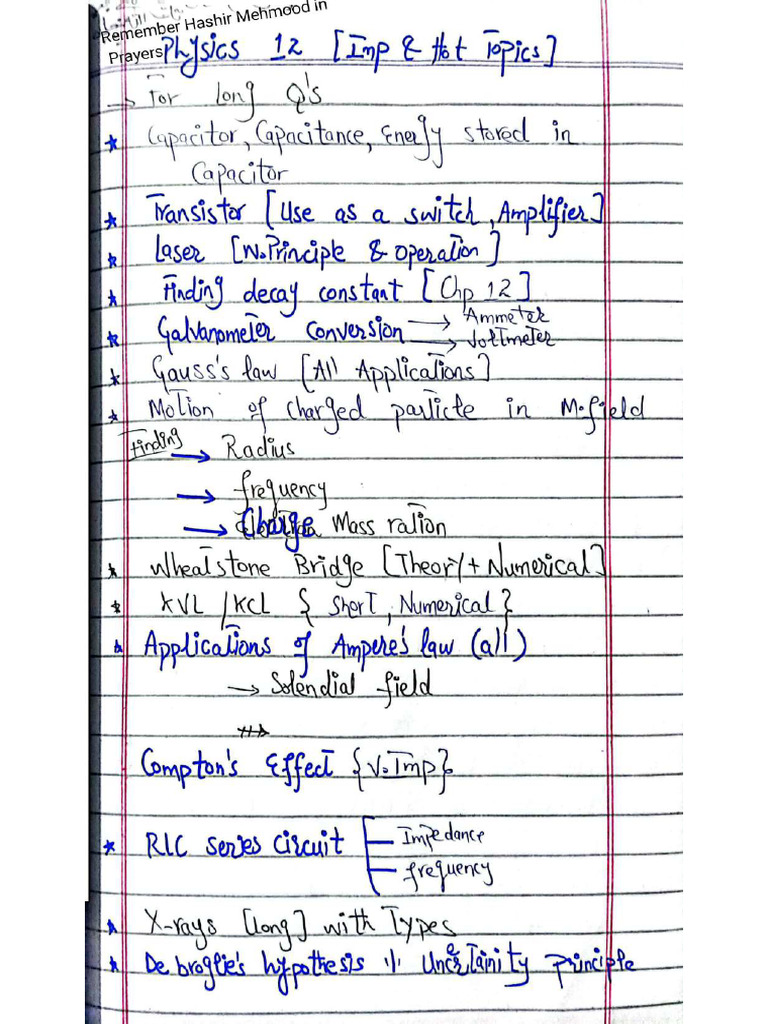 2025 Phy 12 V.imp Topics | PDF