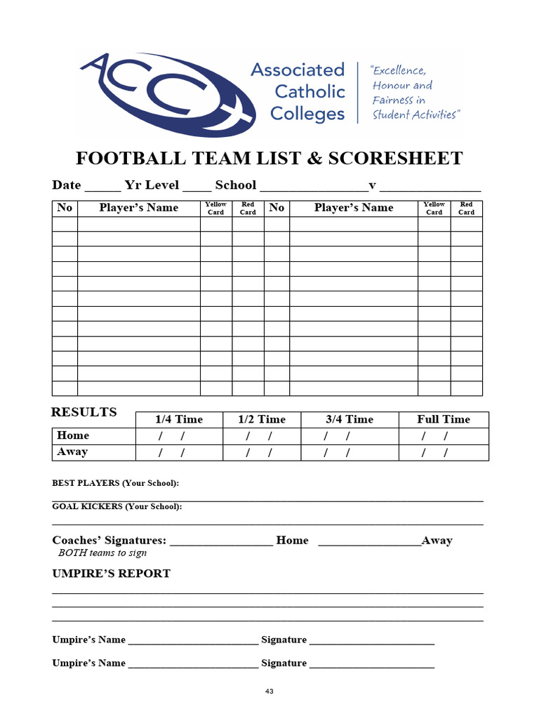 FootBall Scorecard | PDF