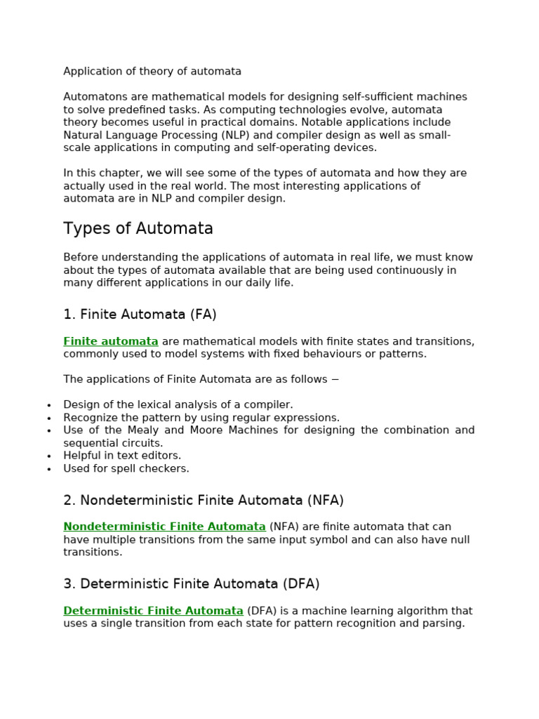 Application of Theory of Automata | PDF | Automata Theory | Parsing