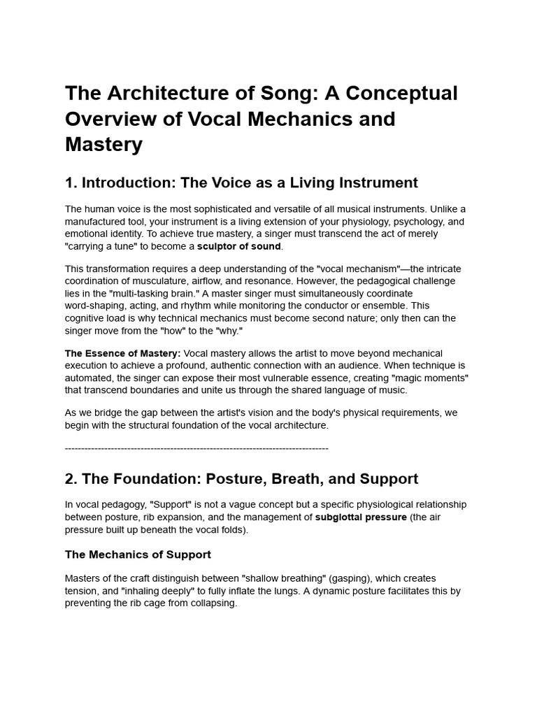 The Architecture of Song - A Conceptual Overview of Vocal Mechanics and ...