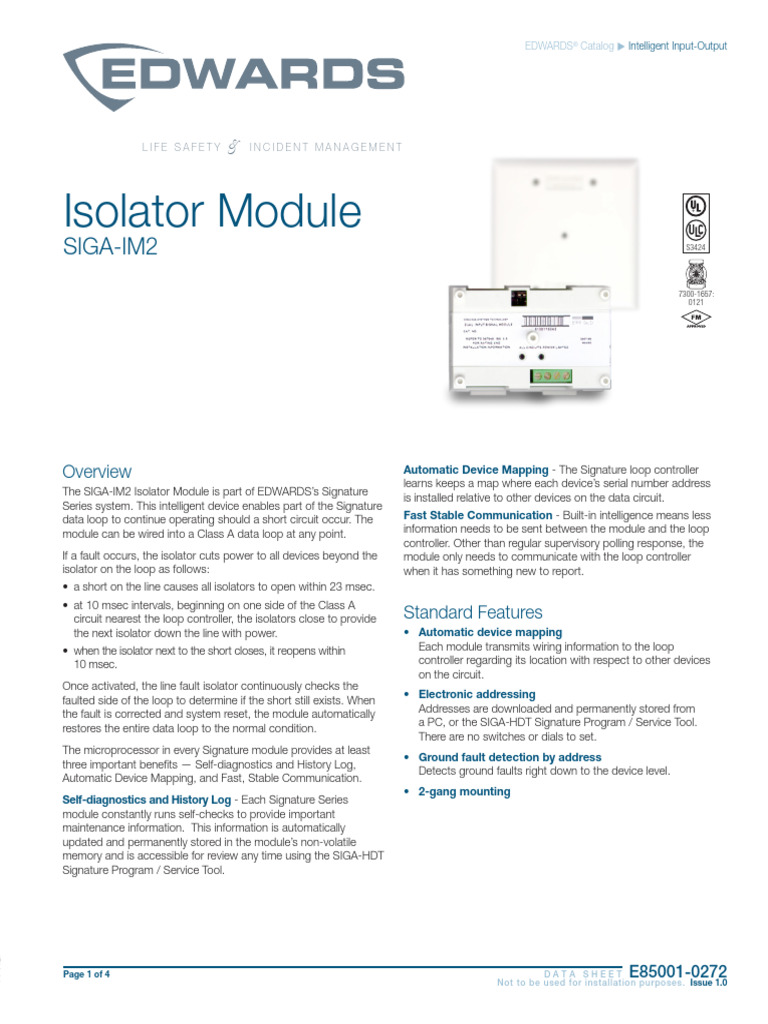18 Edwards Siga Im2 Isolator Module | PDF | Electrical Wiring ...