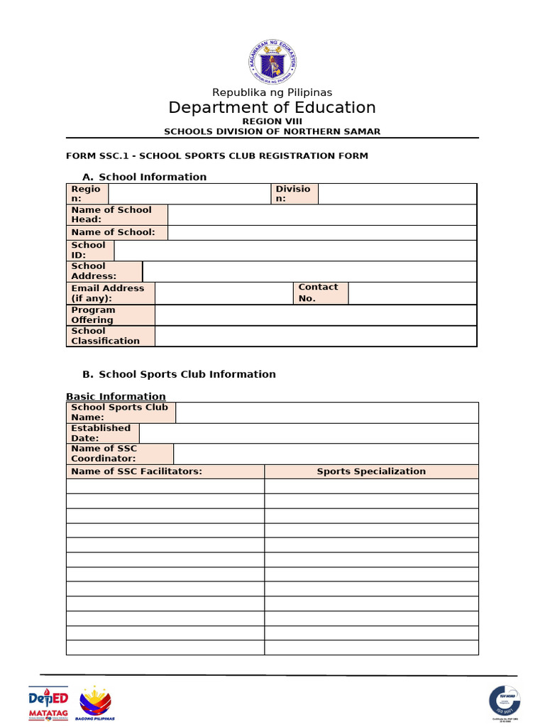 New Template SSC Form 1 | PDF | Sports