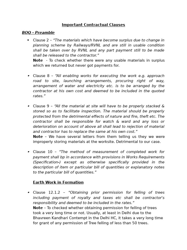 Contract Clauses - For Drafting | PDF | Damages | Prices