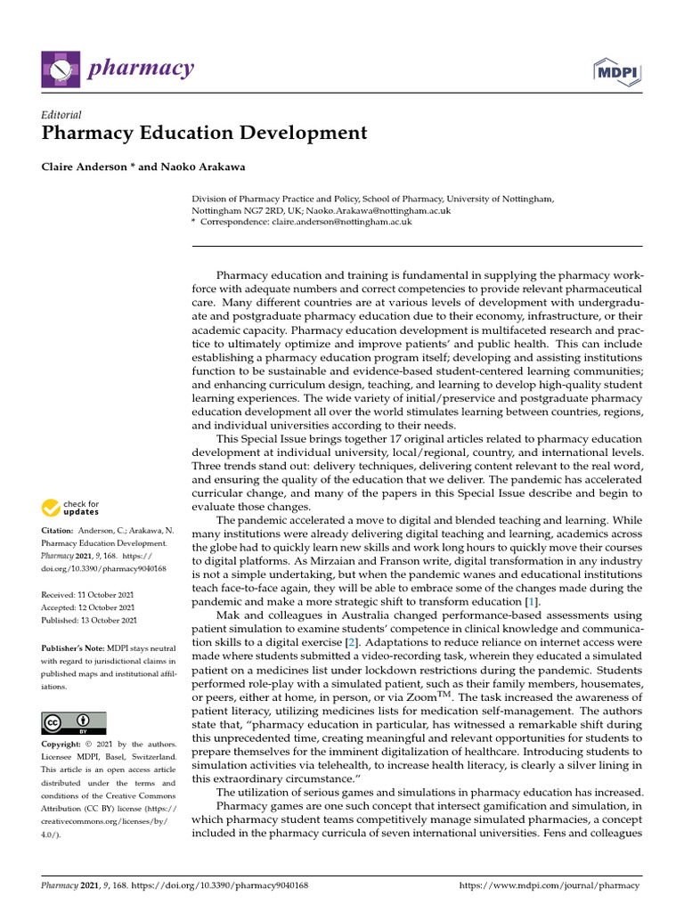 Pharmacy Education Development | PDF | Educational Assessment | Pharmacy