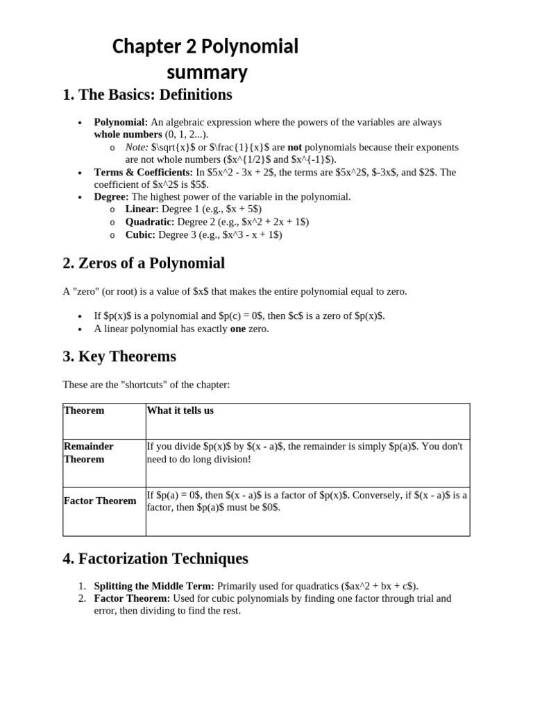 Class 9 Math CH 2 Summary | PDF