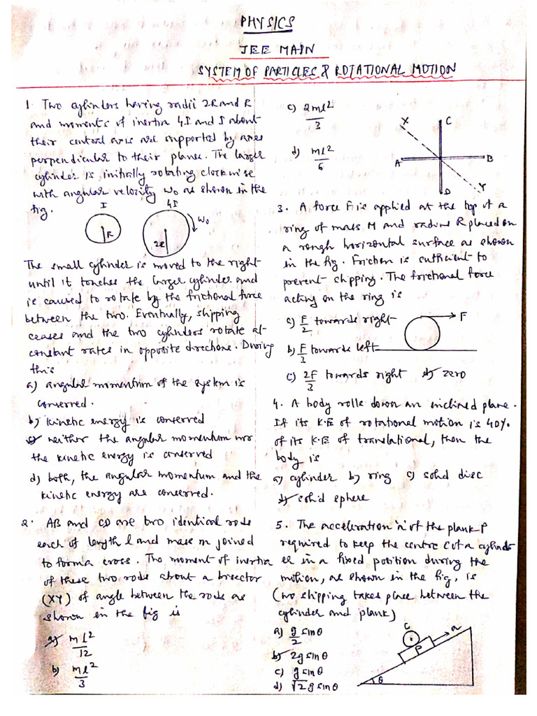 Jee Main Rotational Motion | PDF