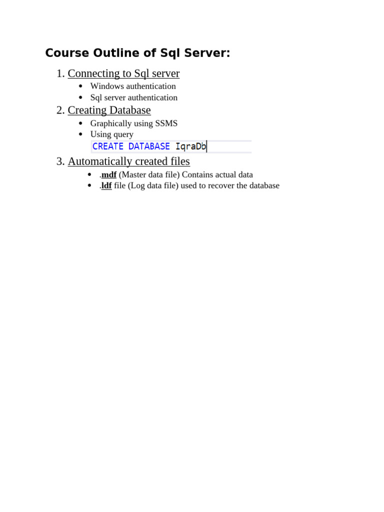 SQL Server Outline | PDF