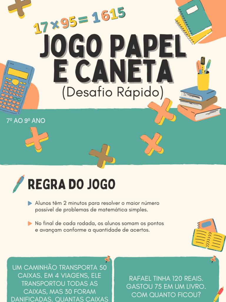 Jogo Papel e Caneta - Desafio Rápido - 7º Ao 9º Ano | PDF