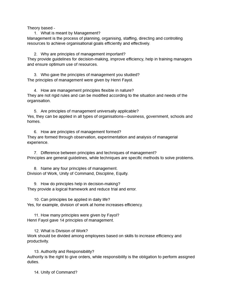 Viva - Principles of Management | PDF | Business | Cognition
