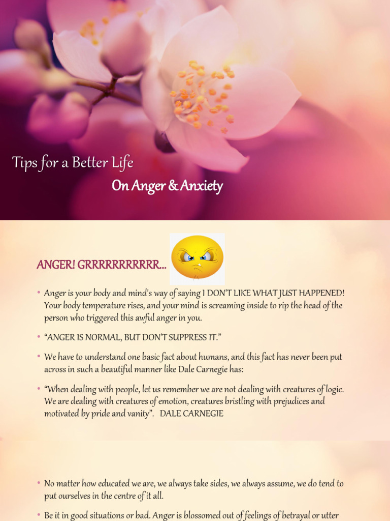 Tips For A Better Life On Anger Anxiety | PDF | Anger | Feeling