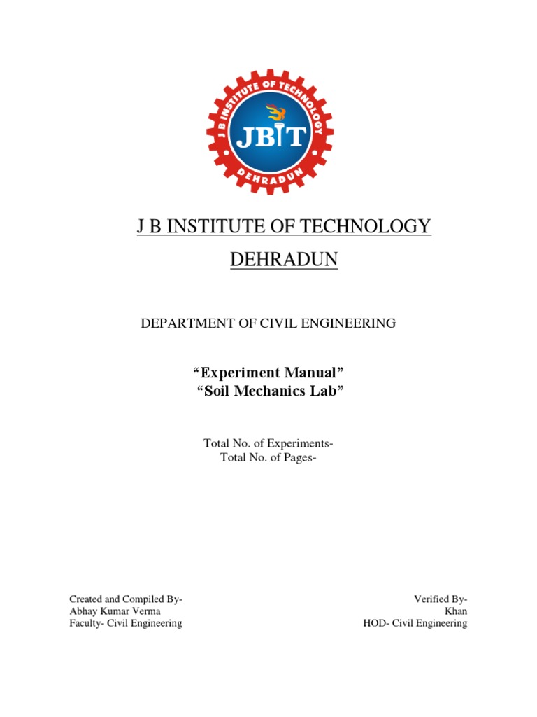 Lab Manual Soil Mechanics PDF Nature Science