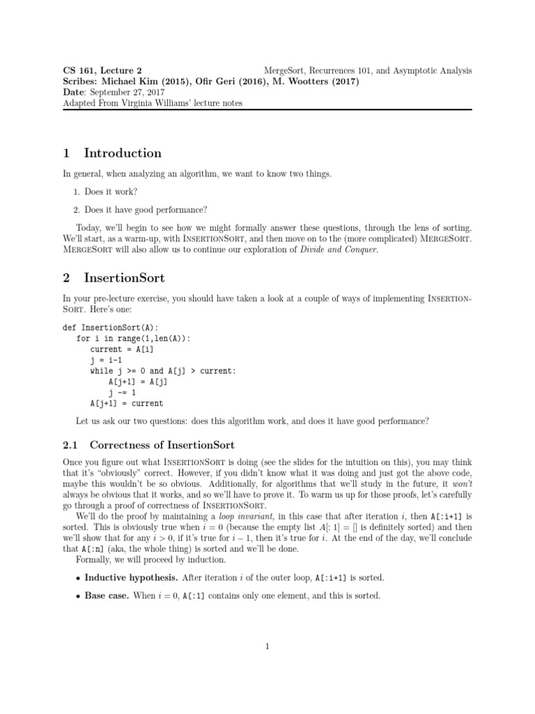Cs 161 Lecture 02 | PDF | Mathematics | Algorithms