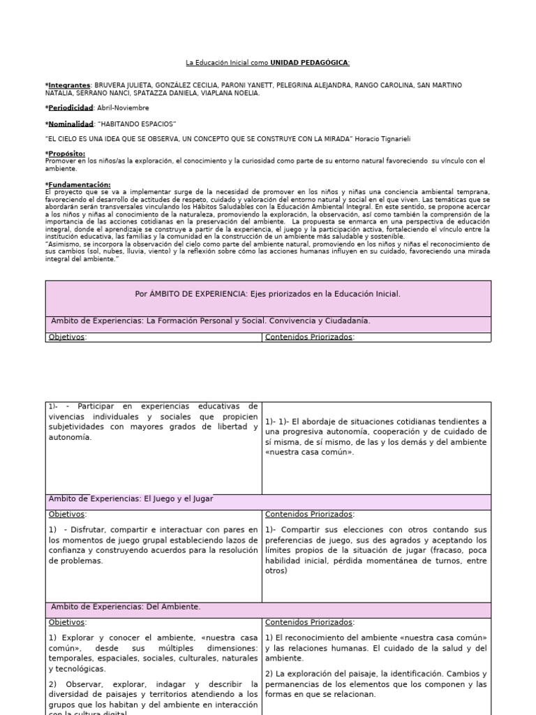 Proyecto Institucional 2026 | PDF | Educación de la primera infancia ...