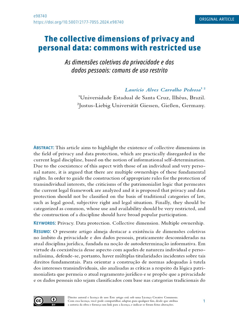 The Collective Dimensions of Privacy and Personal Data - Commons With ...
