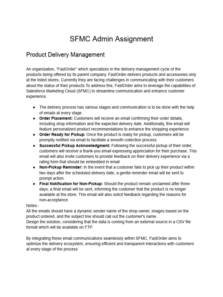 SFMC Admin Assignment - March 2024 | PDF