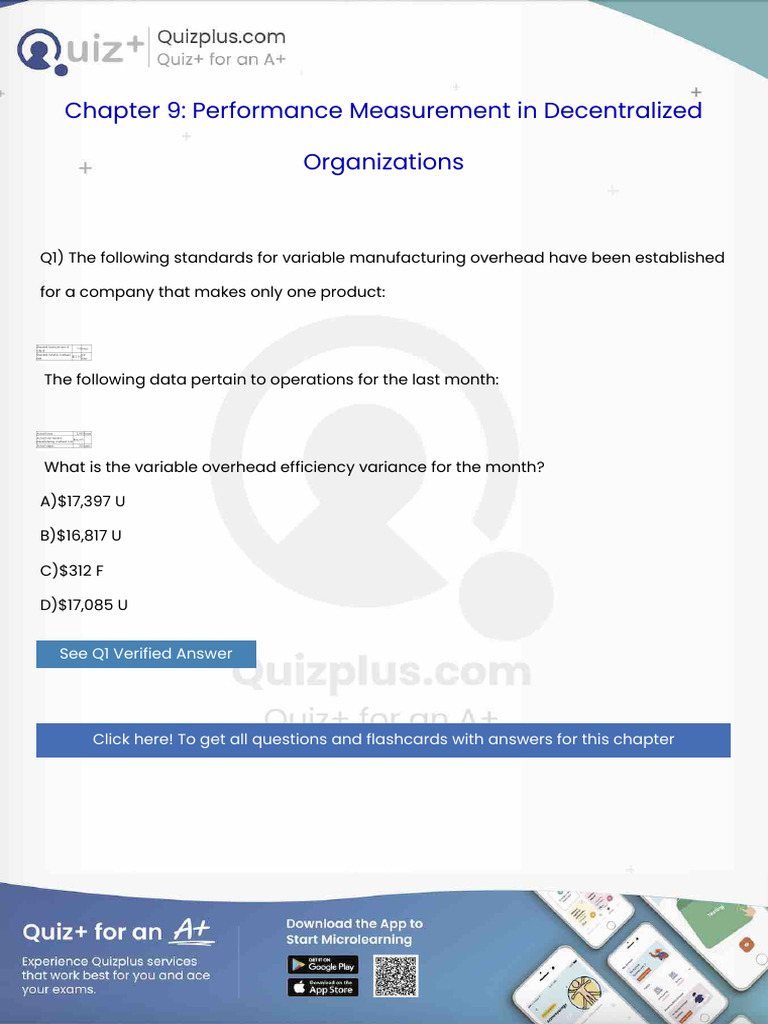 The Following Standards For Variable Manufacturing Overhead Have Been ...