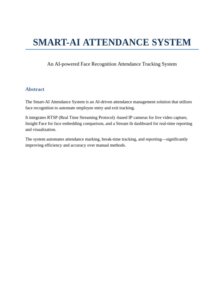 Smart-AI Attendance System Documentation Project | PDF | Databases ...