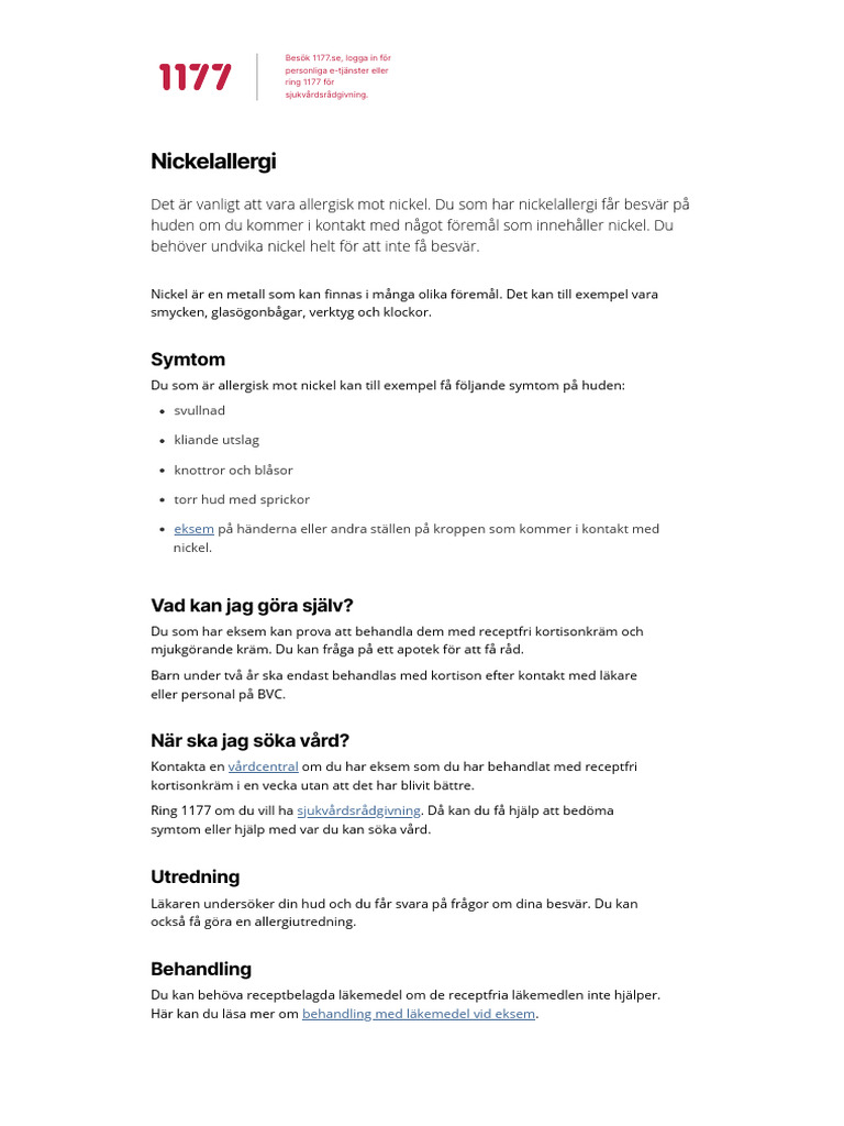 Nickelallergi - 1177 | PDF