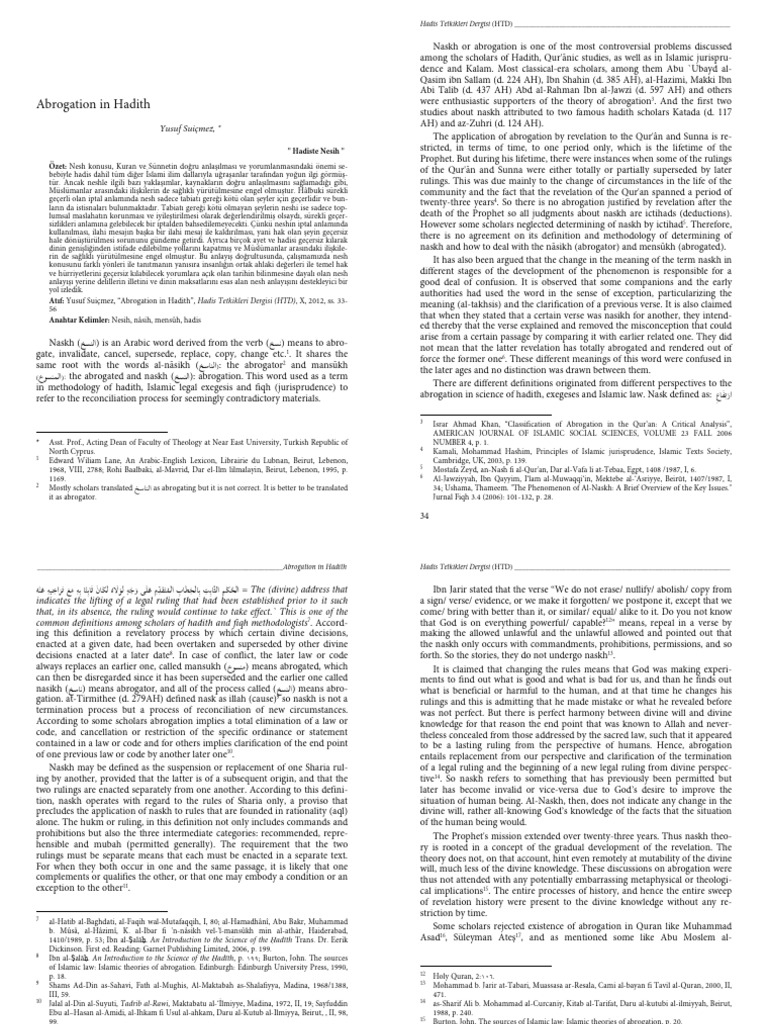 Abrogation in Hadith Hadis Tedkikleri-Libre | PDF