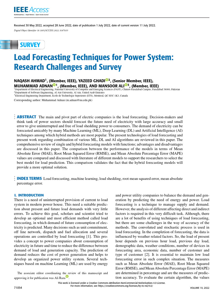 Load Forecasting Techniques For Power System | PDF | Deep Learning ...