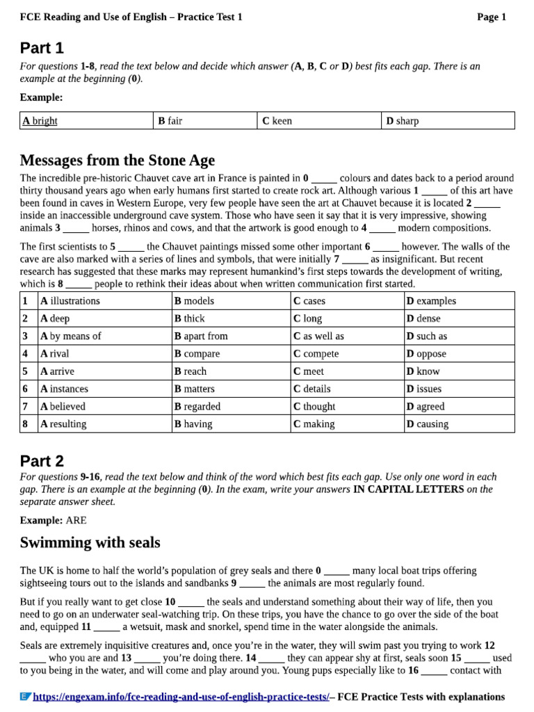 Fce Test 1 - Reading | PDF
