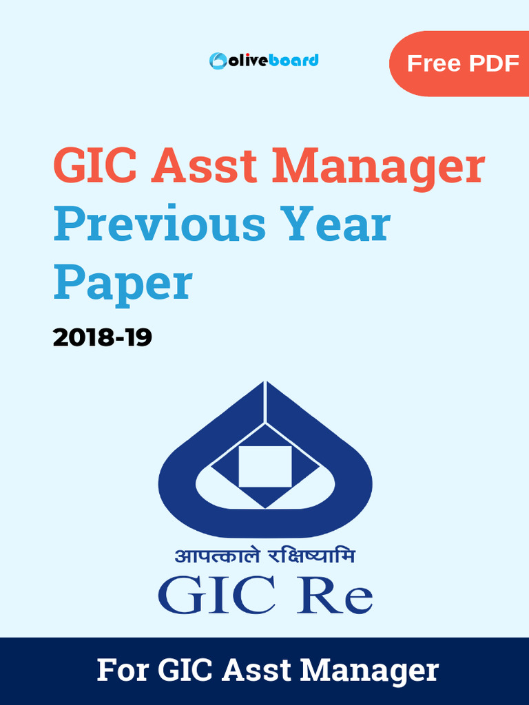 GIC AM (General Stream) 2018 Scale 1 Part (A and B) Previous Year Paper ...