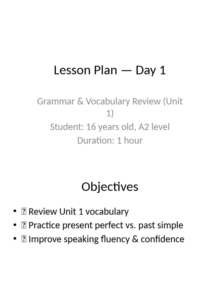 Lesson Plan Day 1 | PDF