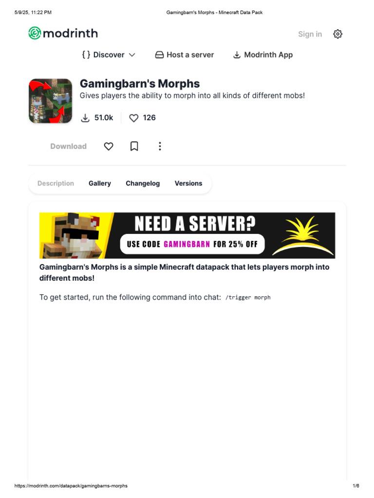 Gamingbarn's Morphs - Minecraft Data Pack | PDF | Minecraft | Microsoft