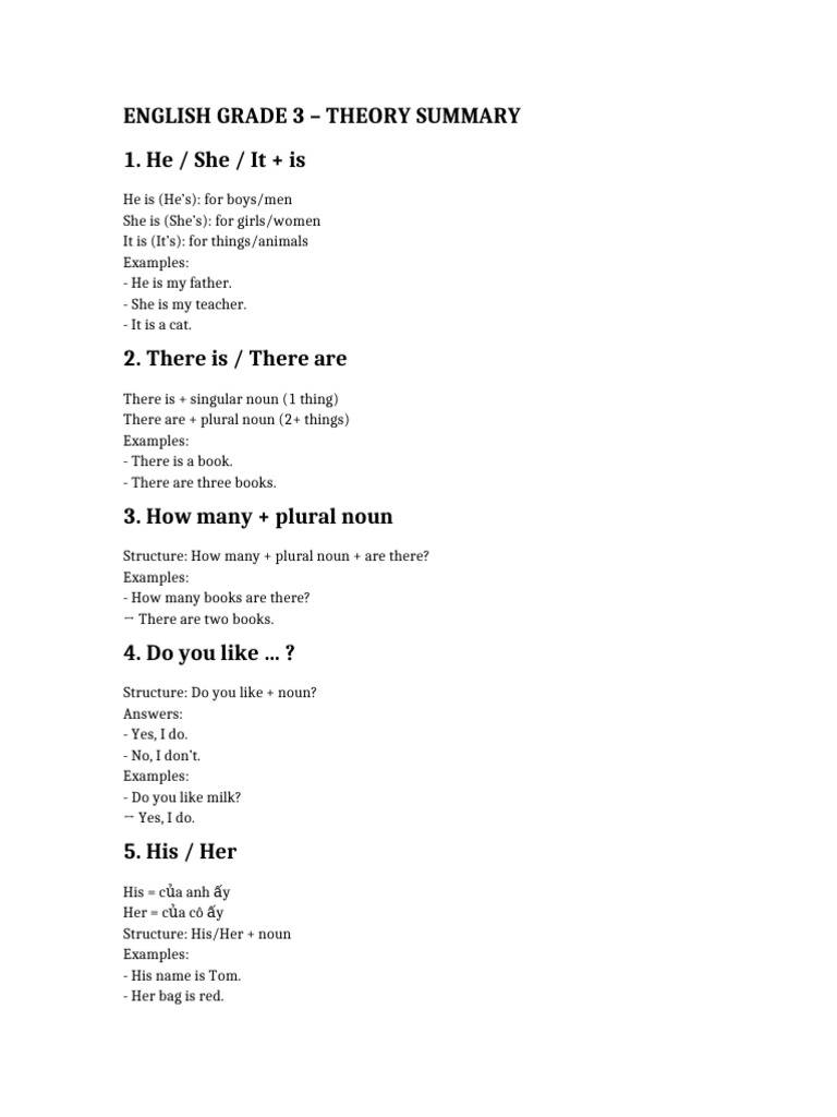 English Grade 3 Theory | PDF