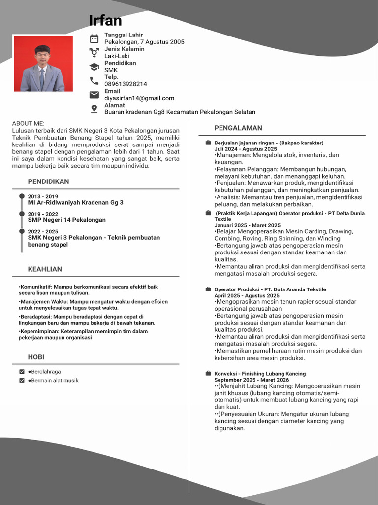 CV Baru Irf | PDF