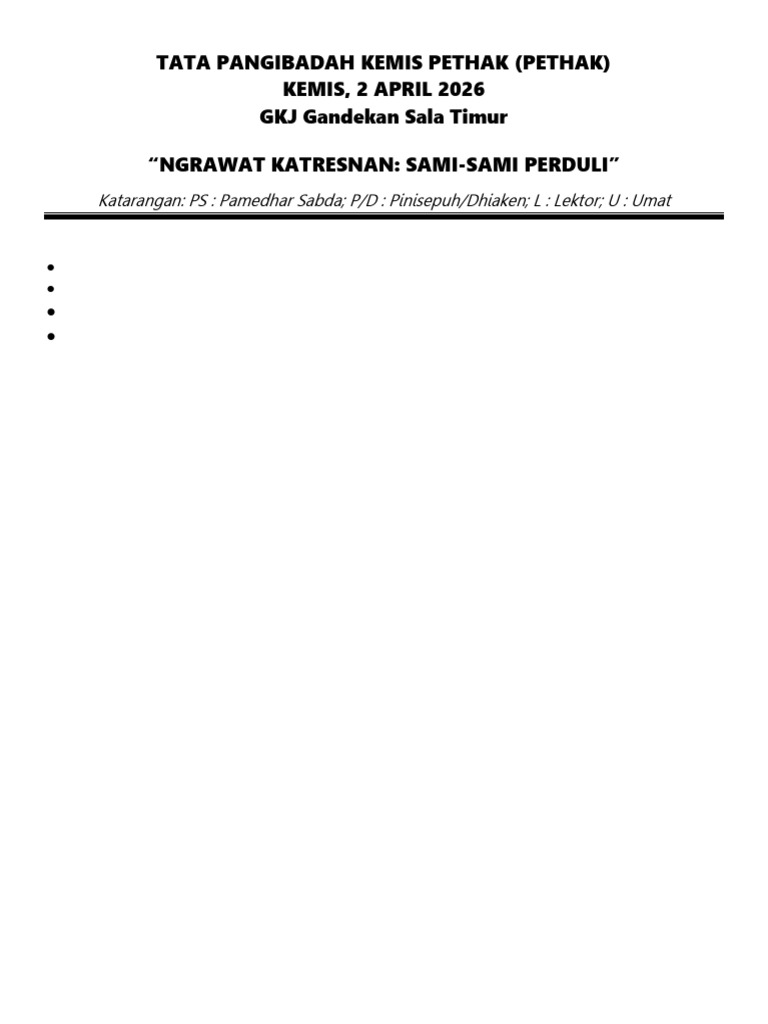 Tata Pangibadah Kemis Pethak | PDF