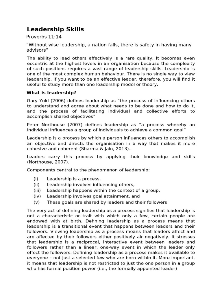5 Leadership Skills | PDF | Leadership | Integrity