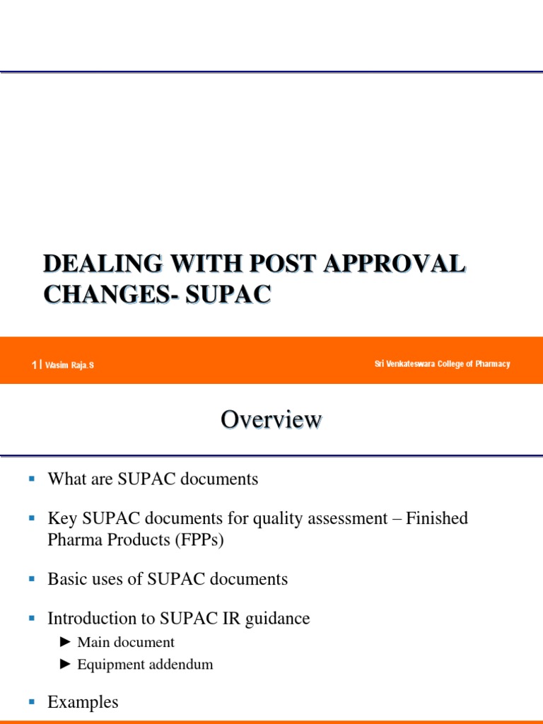 Understanding SUPAC Guidelines | PDF | Pharmacology | Pharmaceutical ...