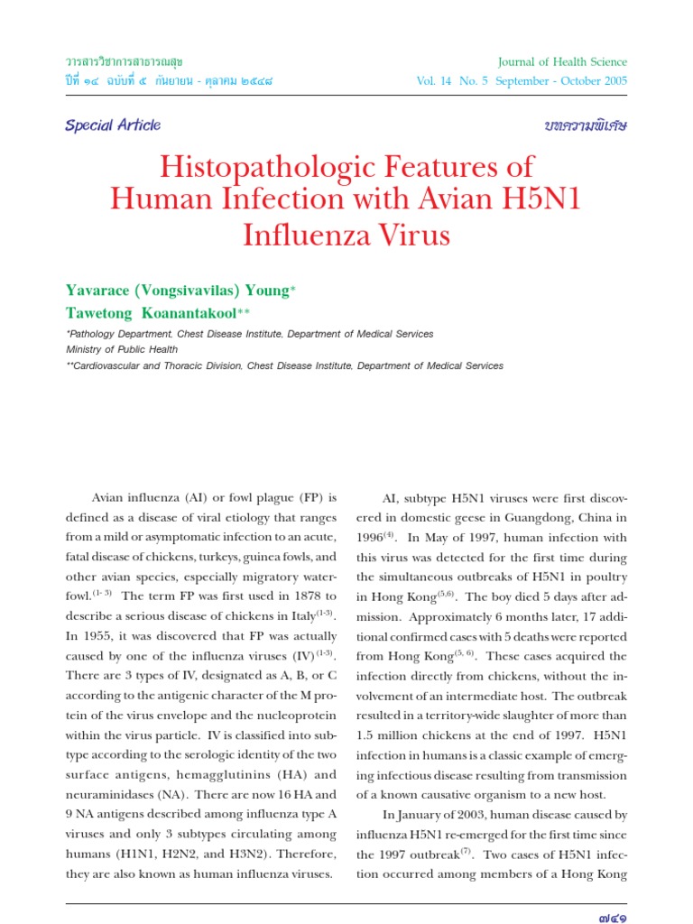 Histopathologic Features of Human Infection With Avian H5N1 Influenza ...
