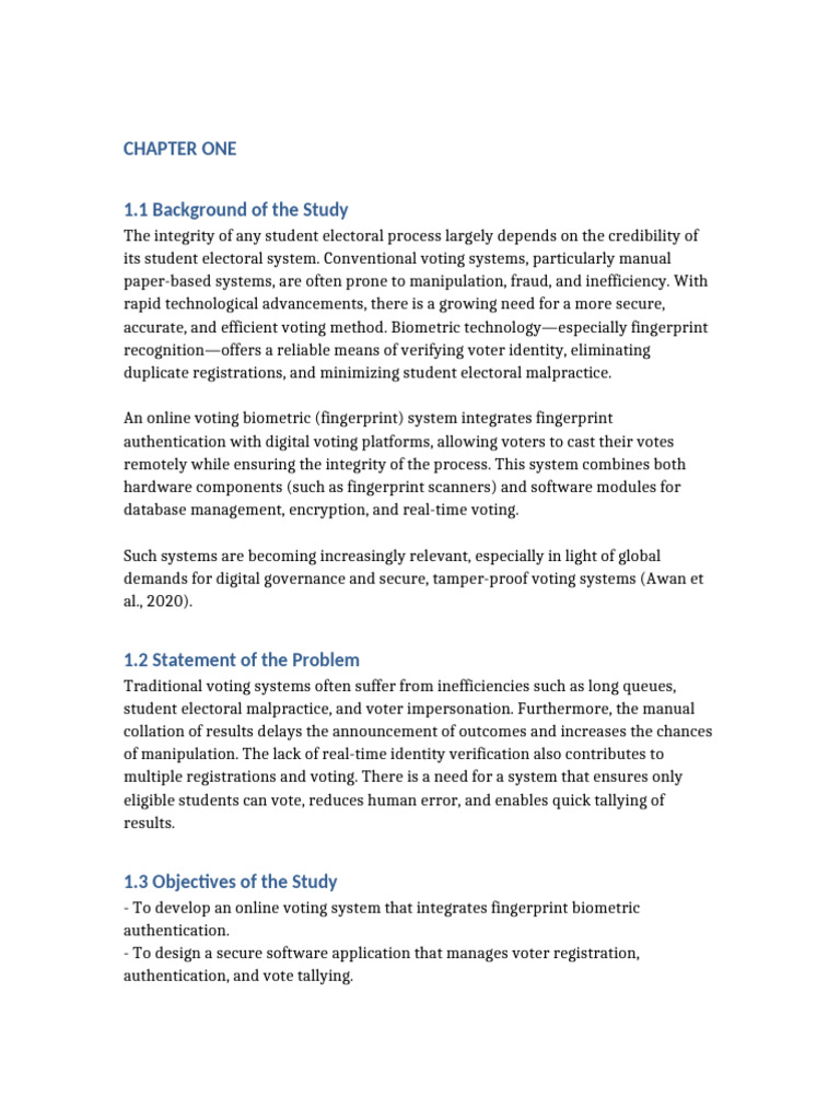 Online Voting Biometric System SUG Edited | PDF | Biometrics ...
