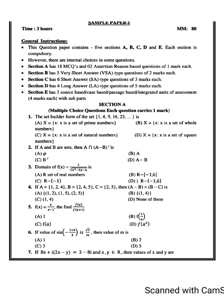 Maths - Class Xi - SP - Ae 2025-26 | PDF