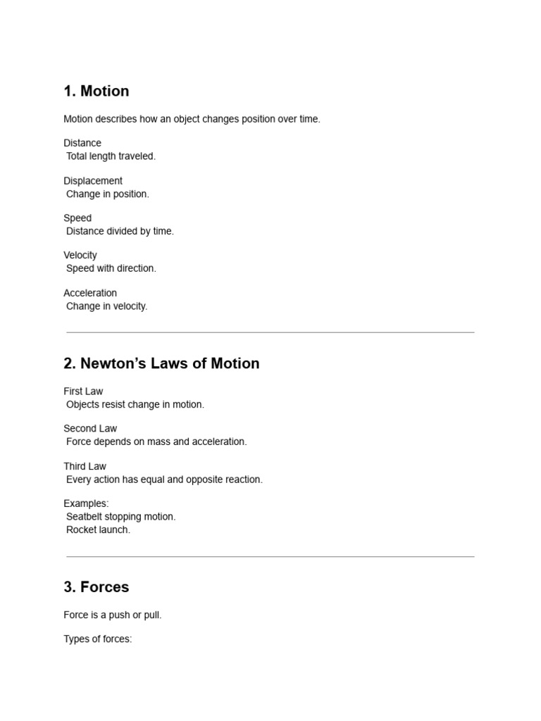 Physics 1 Comprehensive Review | PDF | Force | Momentum