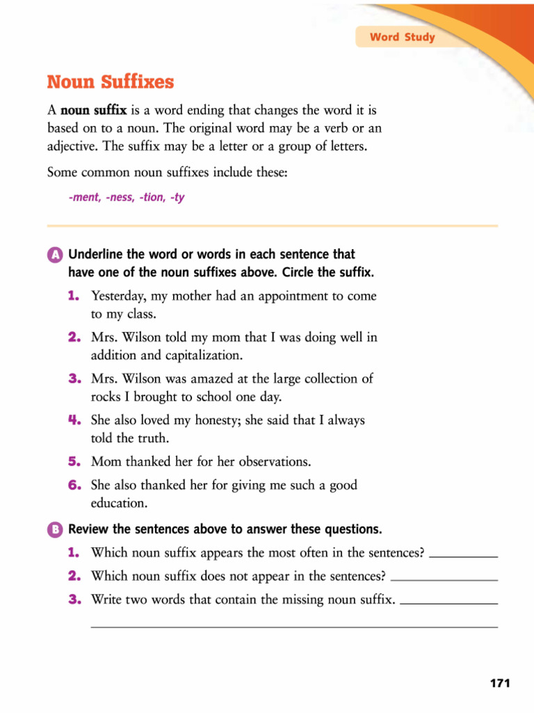 Educational Resources g3 Noun Suffixes 2 | PDF