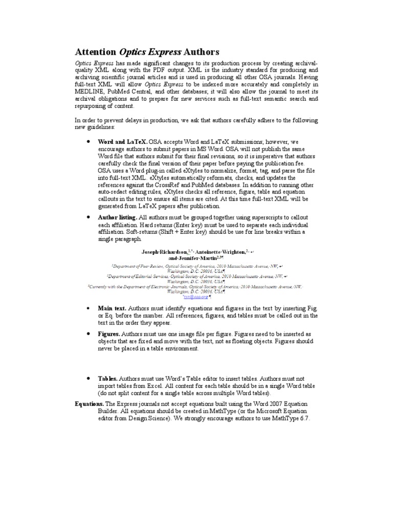 Attention Optics Express Authors | PDF | Bracket | Data Compression