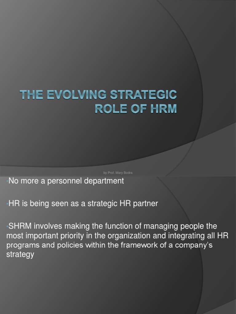 Evolving Role of Strategic HRM | PDF | Human Resource Management ...