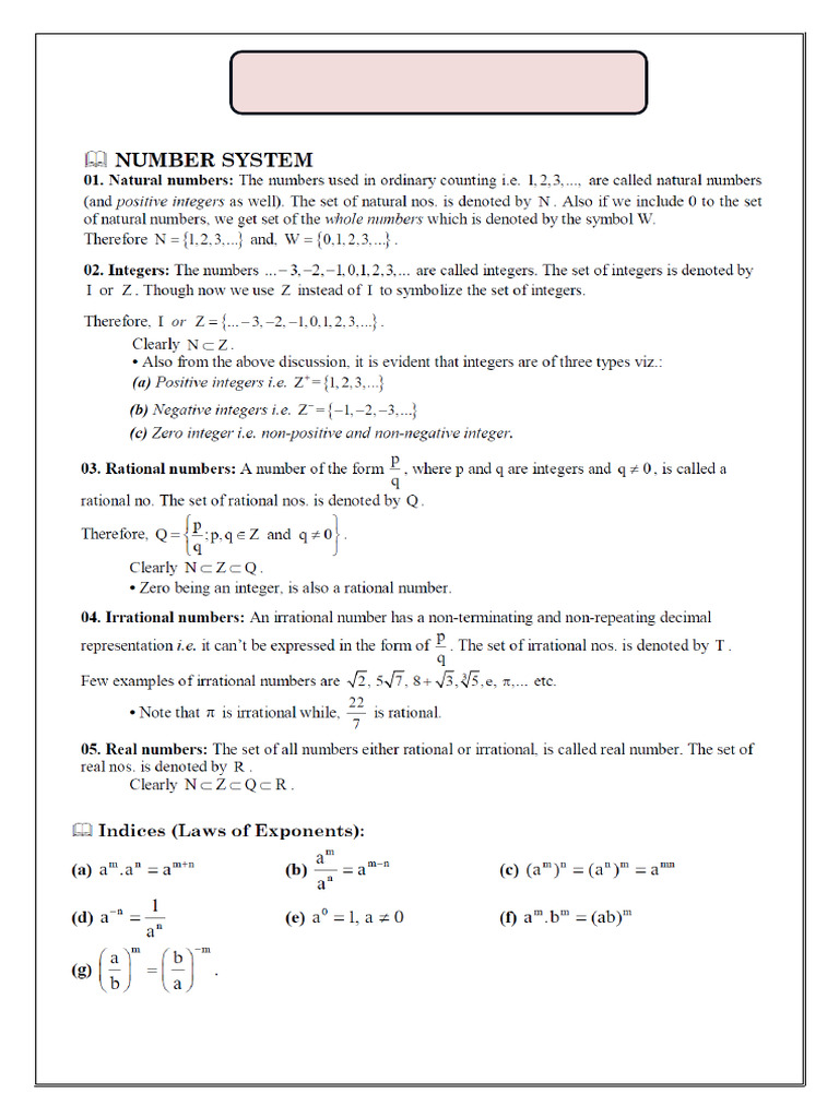 Class Vi-Xi Mathematics Formulas (Required in Class Xii) - 1 | PDF ...