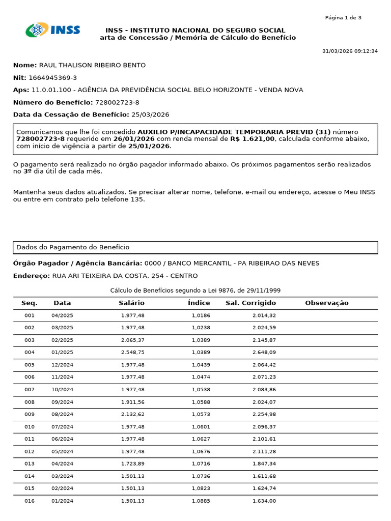Carta Concessao Beneficio | PDF | Programas sociais | Finanças Públicas
