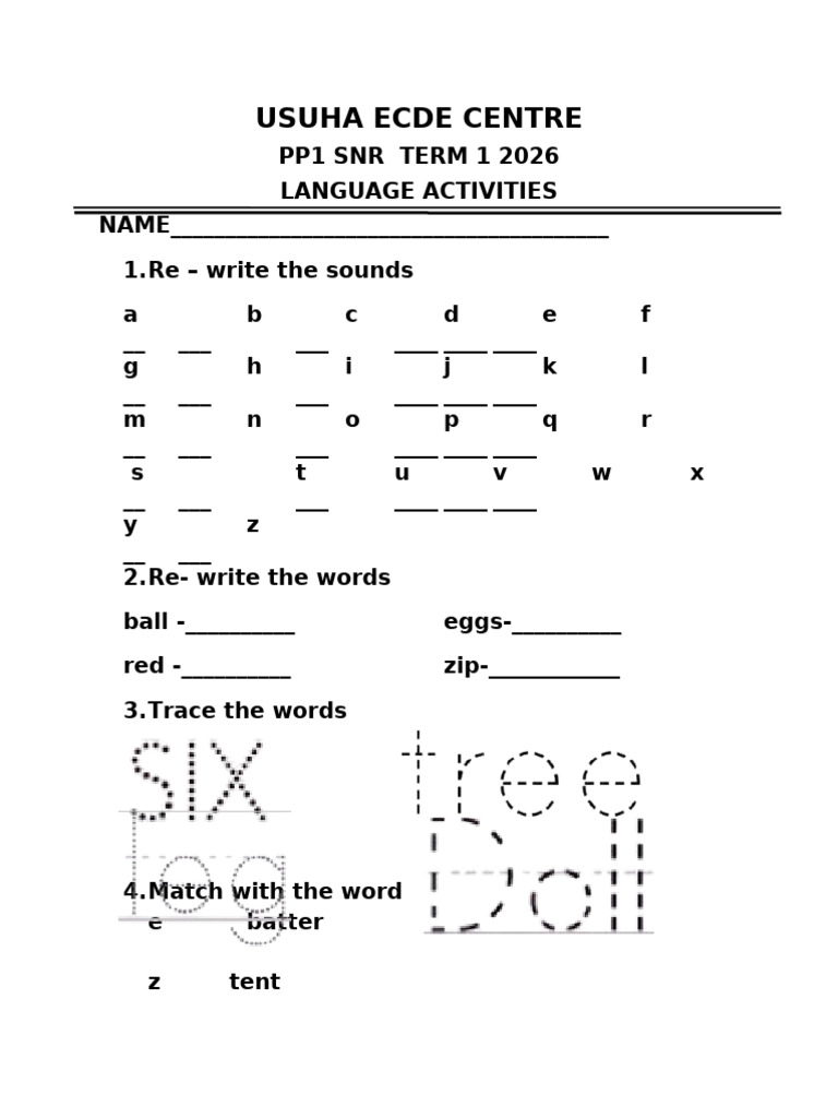 SNR Pp1 Term 1 2026 Language Activities | PDF