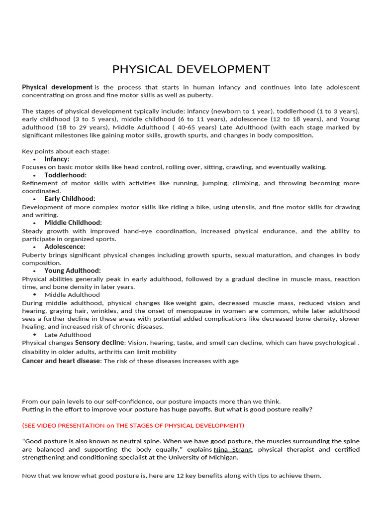 Physical Development 2 | PDF | Adolescence