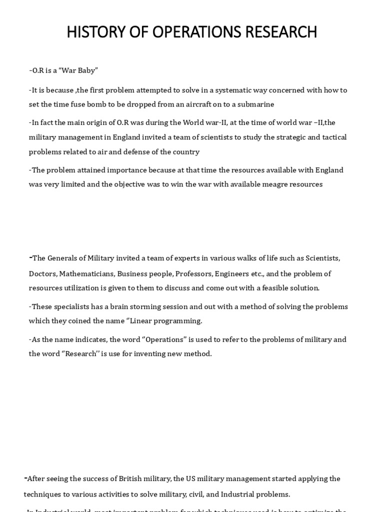 Operations Research History | PDF