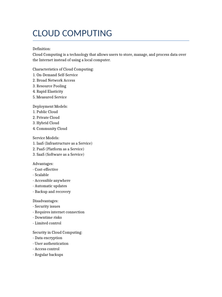 Cloud Computing Notes | PDF