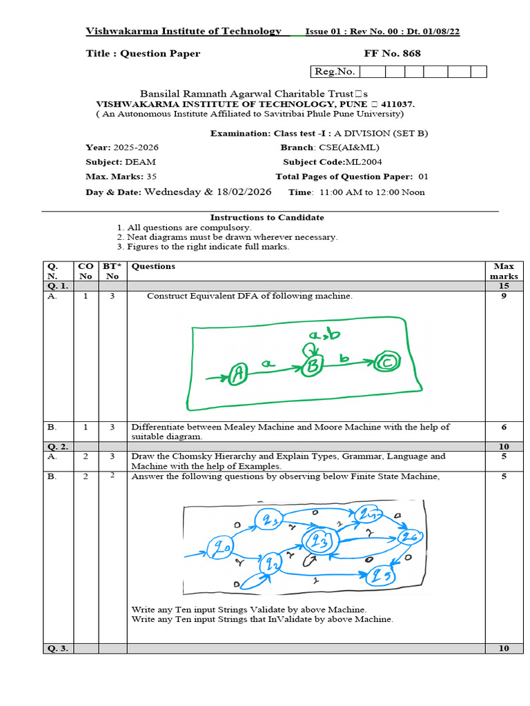 TOC Paper Section A Set B | PDF | Theoretical Computer Science ...