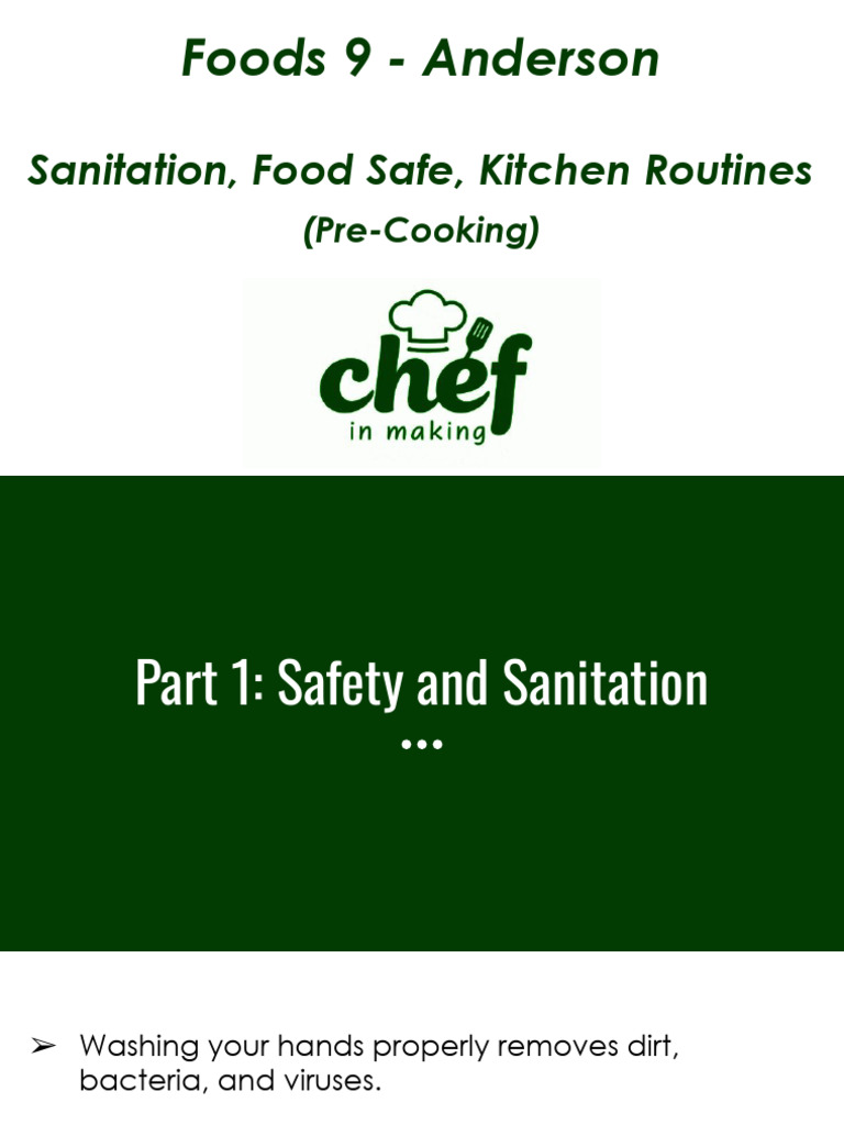 Safetyand Sanitization Food Safeand Kitchen Routines | PDF | Kitchen ...